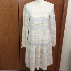 NWT by TiMo Vintage White Lace Dress Sz-S